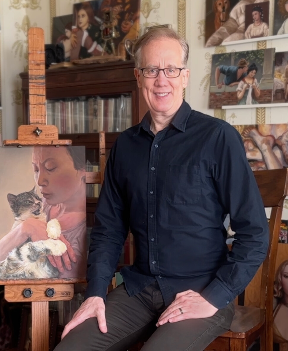 Andrew Conru in his painting studio