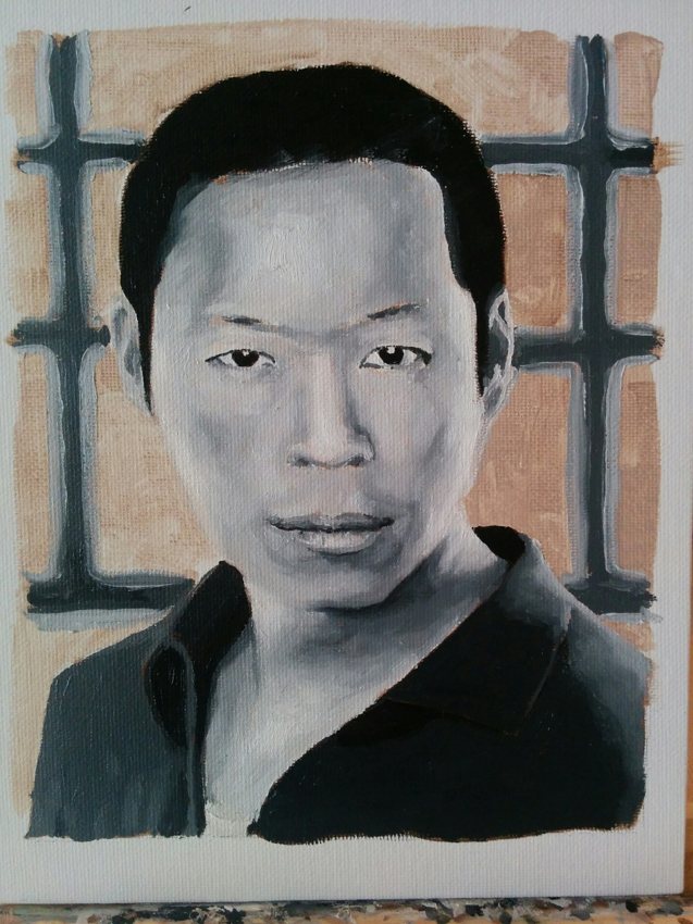 Asian man gray layer