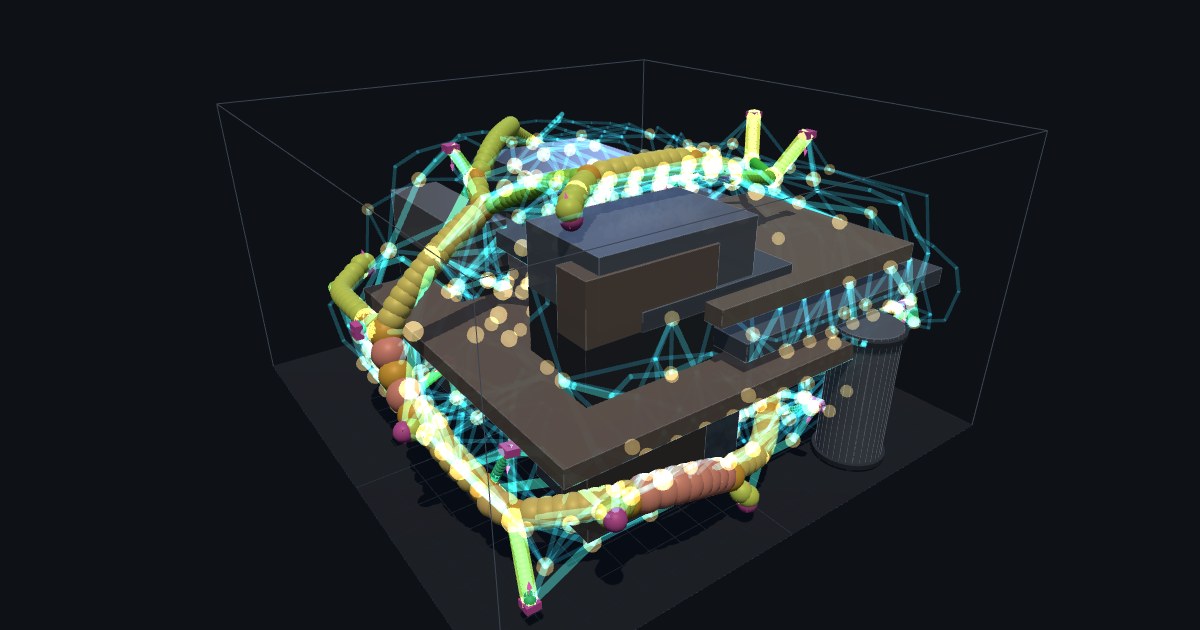 Cable harness routed by AI agents through an engine bay